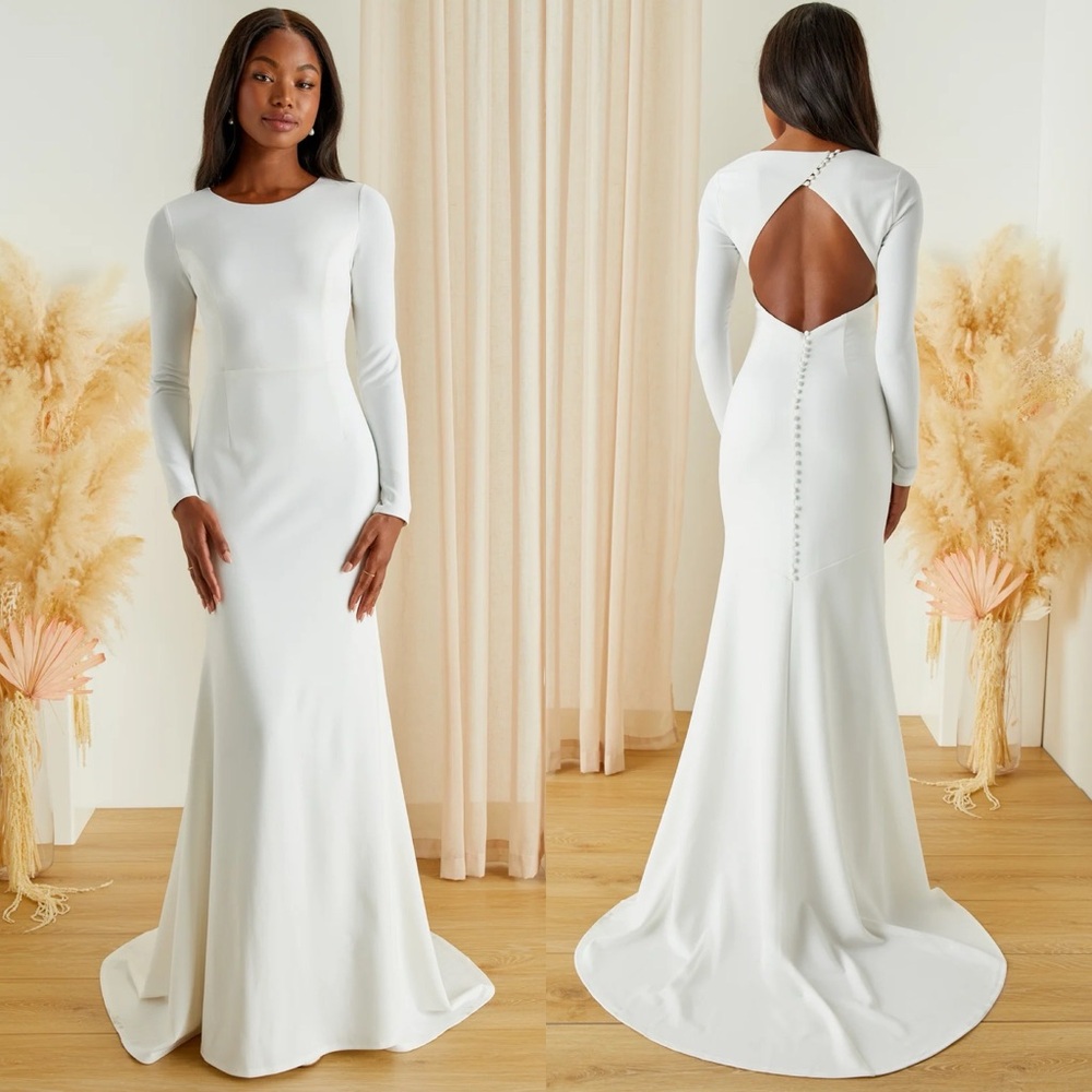 Lulu's Elegant White Wedding Dress